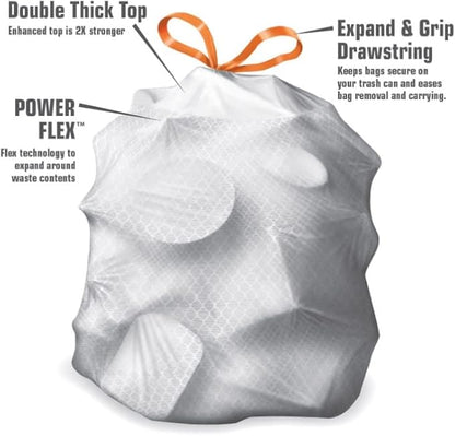 Power Flex Tall Kitchen Drawstring Bags, 200 Count